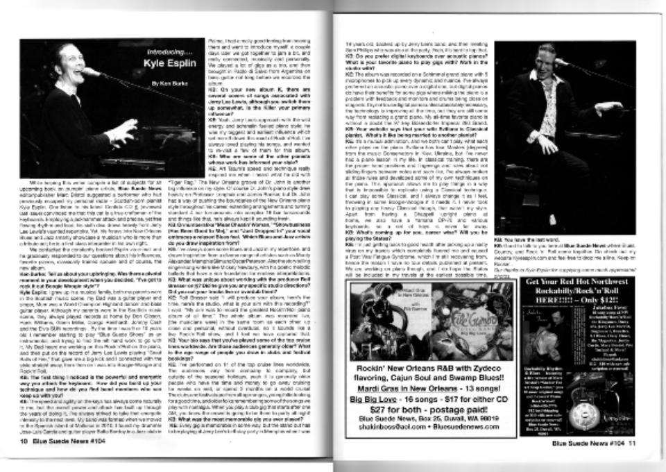Magazine spread featuring an interview with Kyle Esplin